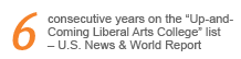 5 consecutive years on the Up-and-Coming Liberal Arts College list