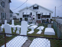 Graves in the front lawn