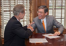 President Bill Tsutsui and Arkansas LULAC State Director Terry Trevino-Richard